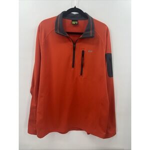 Koppen Performance Jacket Mens Sz XL Orange Pullover 1/4 Zip Thermal Fleece